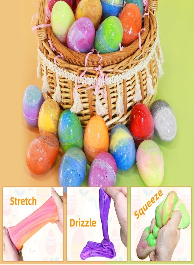 AMENON 24 Pack Easter Basket Filled with Butter Slime Kit Non-Sticky,Eggs Slime Stress Relief Squeeze Toys Surprise Egg for Kids Easter Hunt,Basket Stuffers for Classroom Prize and Party Favors - Image 2